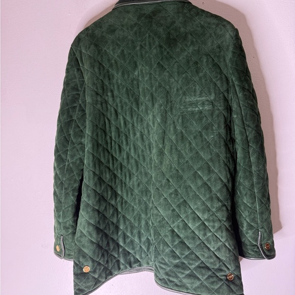 Vintage USA Ralph Lauren Green Quilted Suede Field Jacket Size 10 - Picture 2 of 12